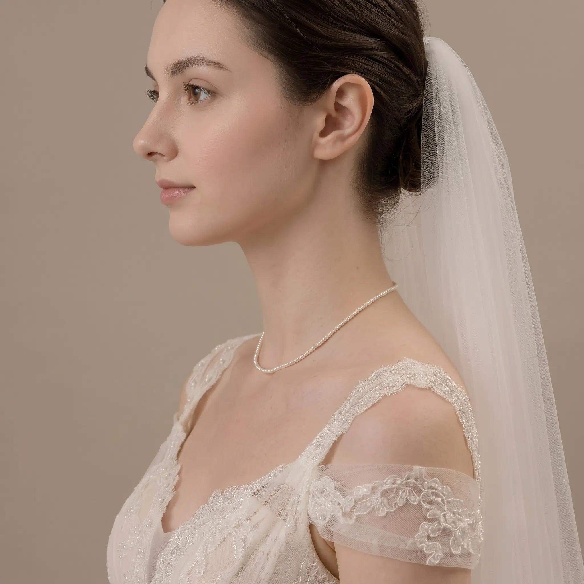 18K Solid Gold Cultured Freshwater Pearl Choker Necklace 3-3.5mm Dainty Bridal Jewelry Gift for Women