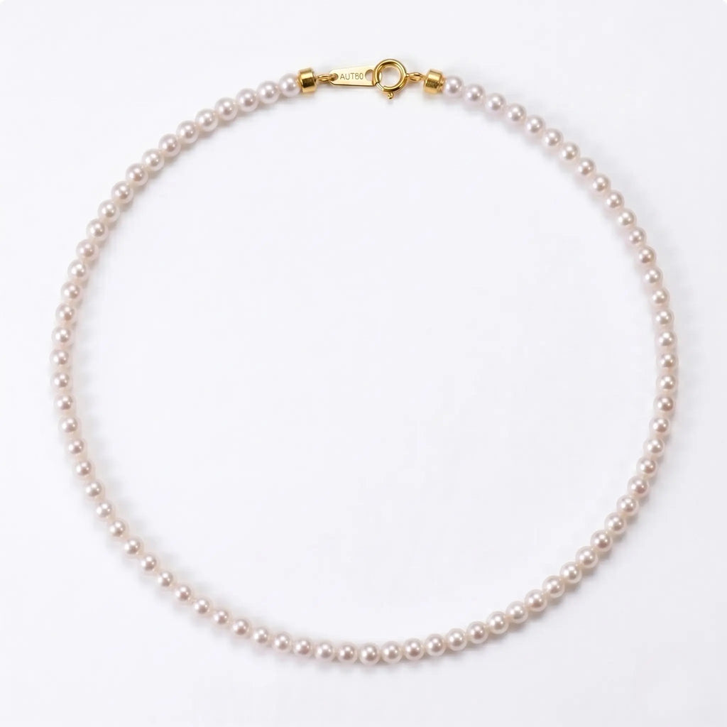 18K Solid Gold 2-2.5mm Ultra-Tiny Freshwater Pearl Choker Necklace