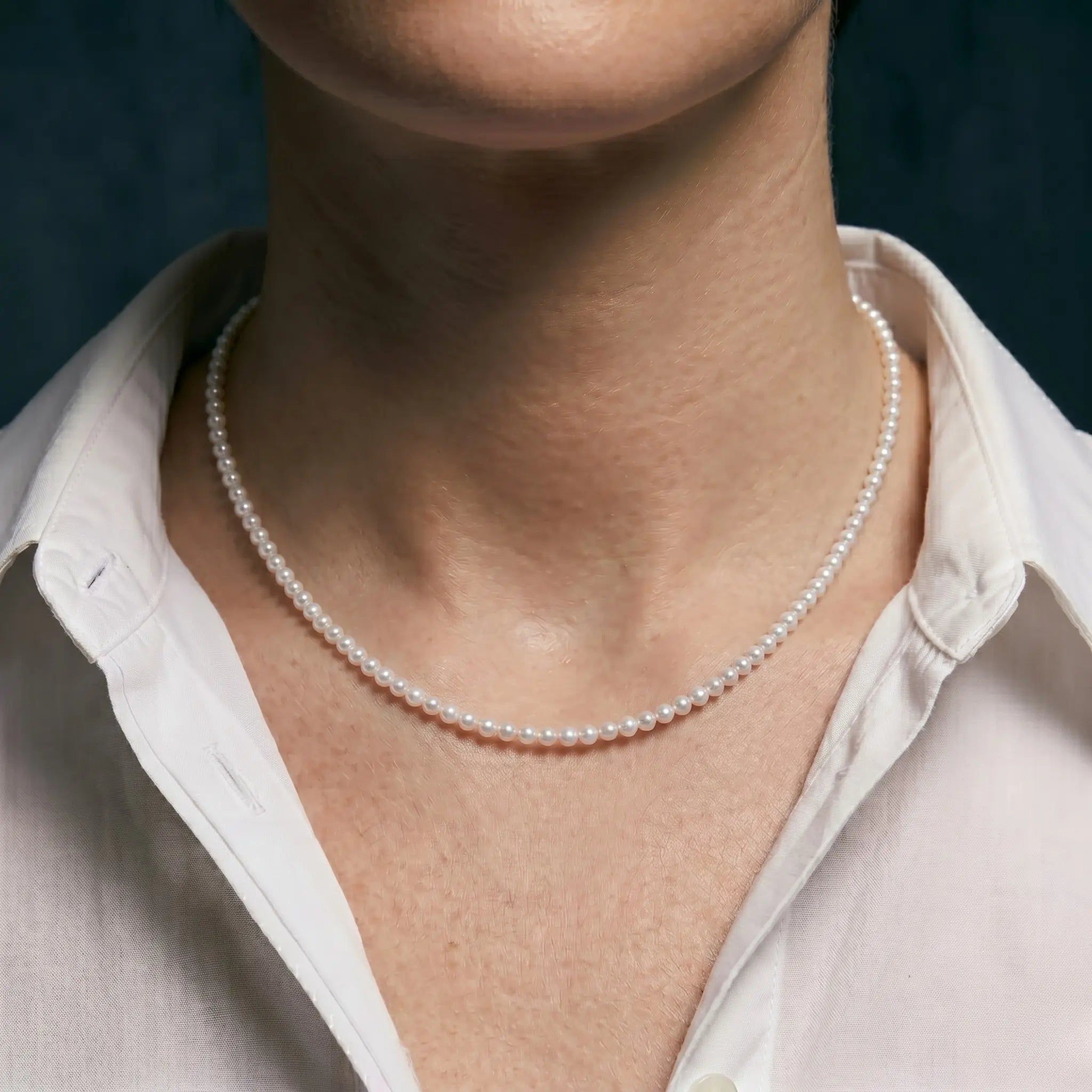 18K Solid Gold Dainty 3-3.5mm Genuine Freshwater Pearl Necklace