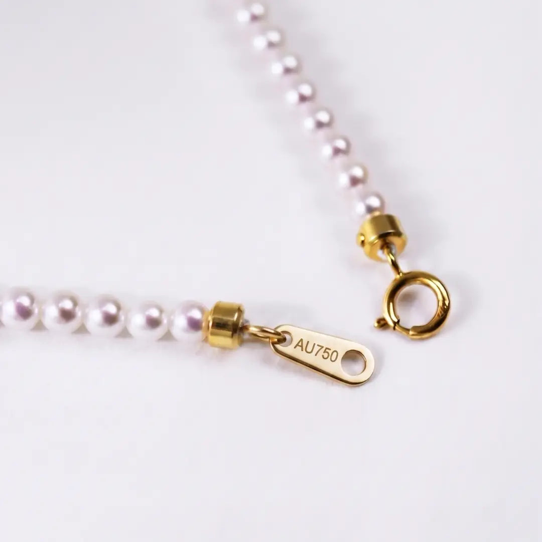 18K Solid Gold Dainty 3-3.5mm Genuine Freshwater Pearl Necklace