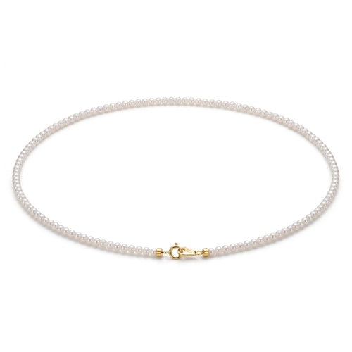 18K Solid Gold Dainty 3-3.5mm Genuine Freshwater Pearl Necklace
