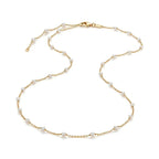 18K Solid Gold (Au750) 3-3.5mm Genuine Akoya Pearl Station Necklace