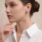 18K Solid Gold Japanese Akoya Pearl Threader Earrings for Women