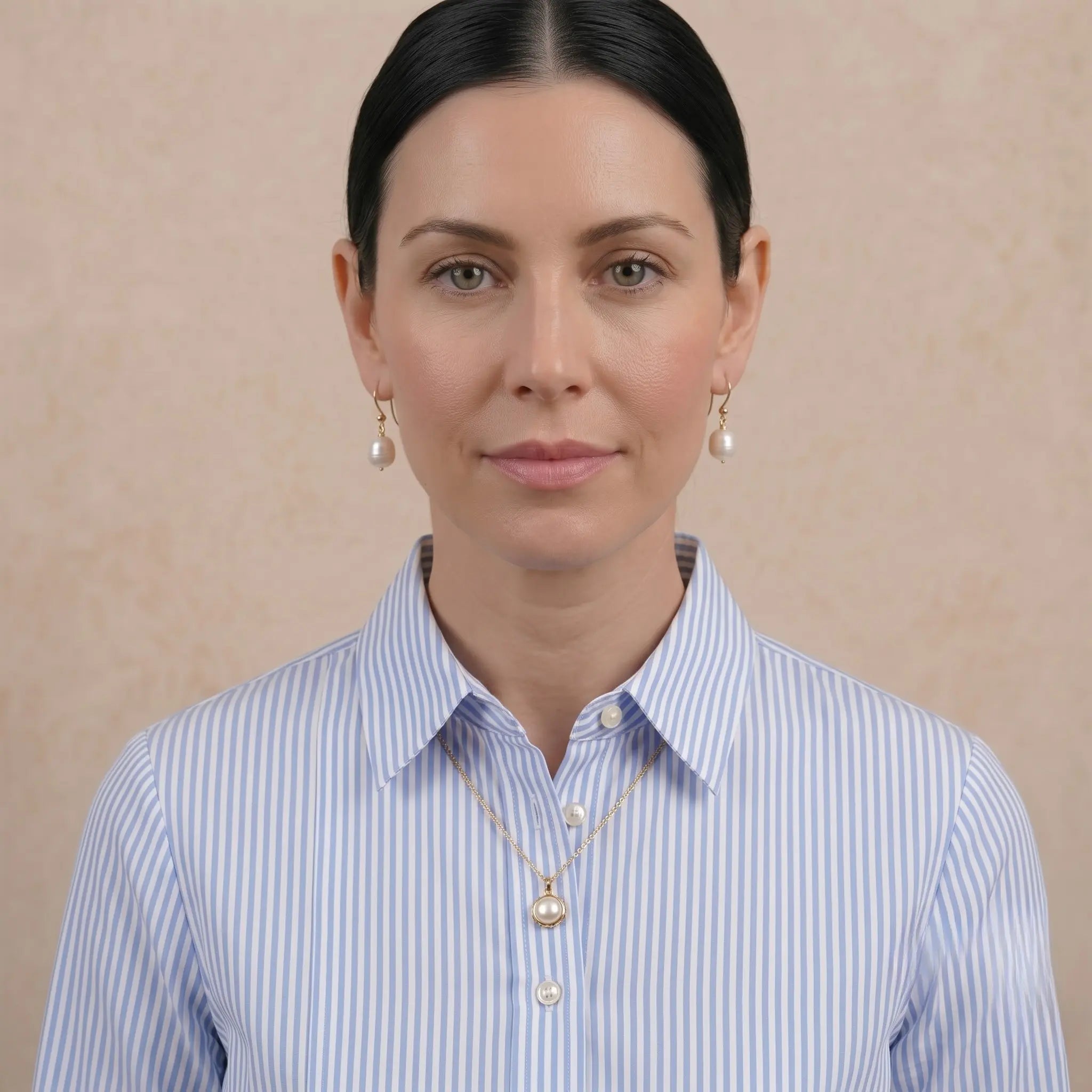 18K Solid Gold Baroque Pearl Drop Earrings for Women