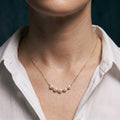 18K Solid Gold Balance Pearl Necklace with 5-5.5mm Freshwater Pearls & Gold Beads