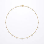 3–3.5mm AAA freshwater pearl necklace featuring an ultra-fine 18K solid gold O-chain and a delicate drop pearl extender.