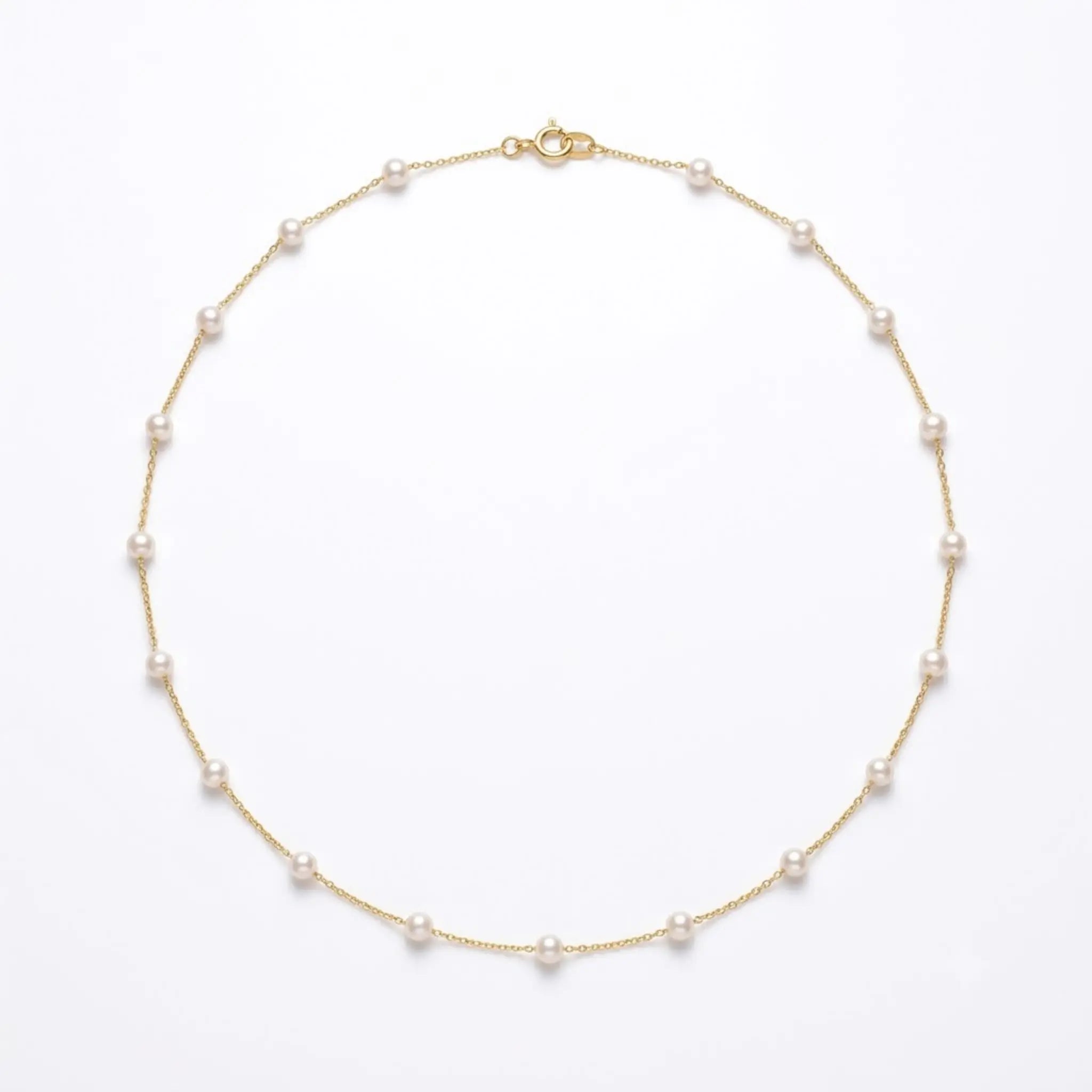 3–3.5mm AAA freshwater pearl necklace featuring an ultra-fine 18K solid gold O-chain and a delicate drop pearl extender.
