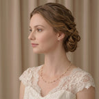 18K Solid Gold Pink Pearl Choker 3-3.5mm Freshwater Pearl Station Chain for Bridal & Wedding