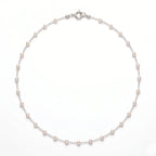 18K White Gold Mini Pearl Station Necklace for Women 3-3.5mm Pearl Choker for Brides
