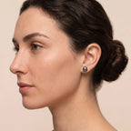 18K White Gold Tahitian Black Pearl Stud Earrings