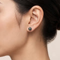 18K White Gold Tahitian Black Pearl Stud Earrings