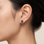 18K White Gold Tahitian Black Pearl Stud Earrings