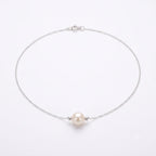 Minimalist Single Pearl Choker Necklace in Sterling Silver Floating Pearl Pendant