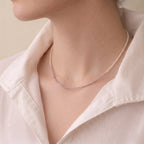 2-2.5mm Ombré Lavender & White Freshwater Pearl Choker in 925 Sterling Silver