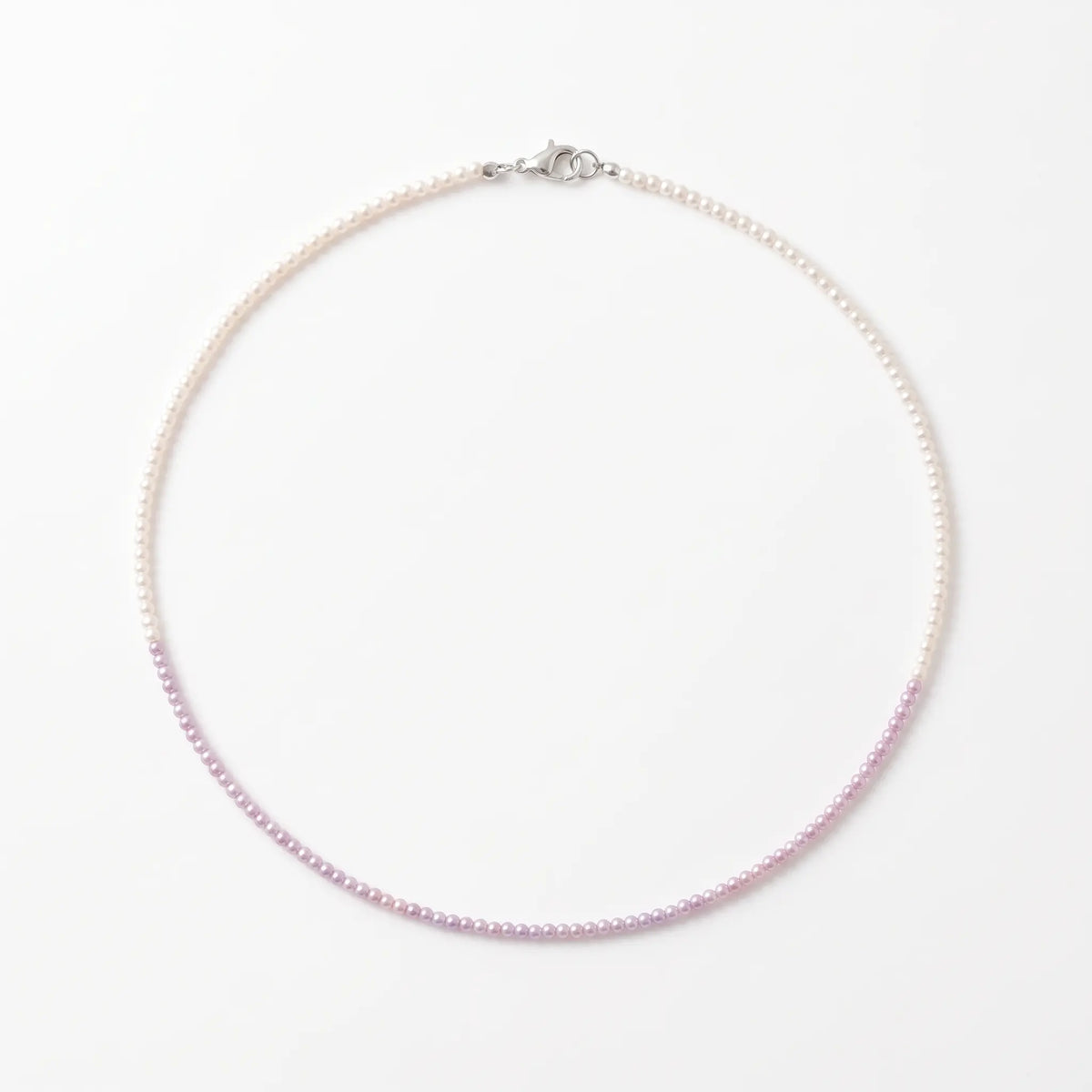 2-2.5mm Ombré Lavender & White Freshwater Pearl Choker in 925 Sterling Silver