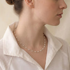 3-3.5mm Freshwater Pearl Close-Set Station Choker, 925 Sterling Silver Dainty Necklace