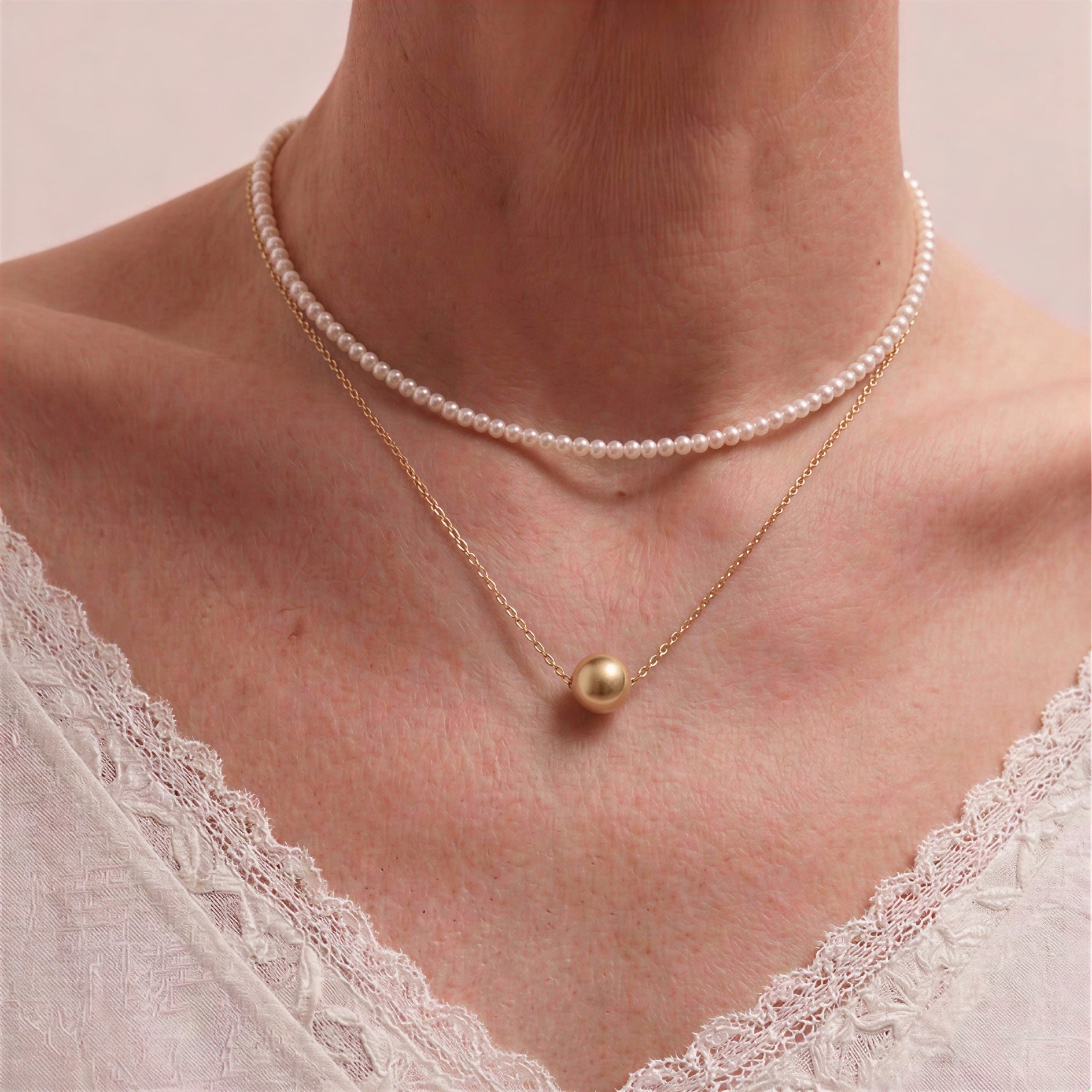 3.5-4.0mm 18K Gold Japanese Baby Akoya Pearl Necklace - Layerable