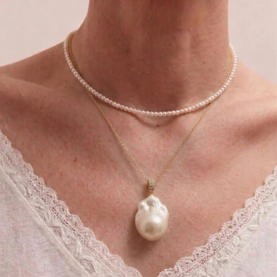 3.5-4.0mm 18K Gold Japanese Baby Akoya Pearl Necklace - Layerable
