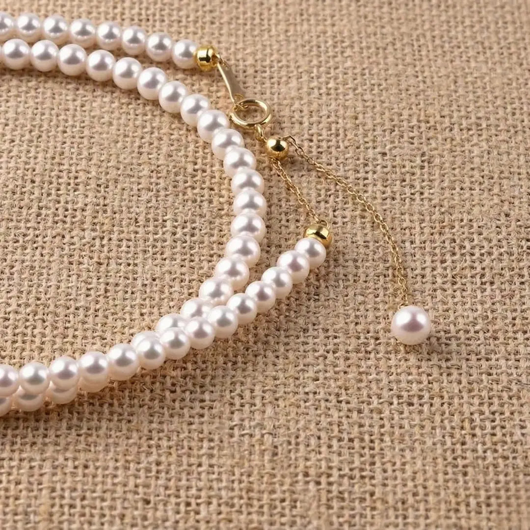 3.5-4.0mm 18K Gold Japanese Baby Akoya Pearl Necklace - Layerable