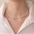18K Gold Vermeil 4-5mm Oval Pearl Strand Choker Necklace