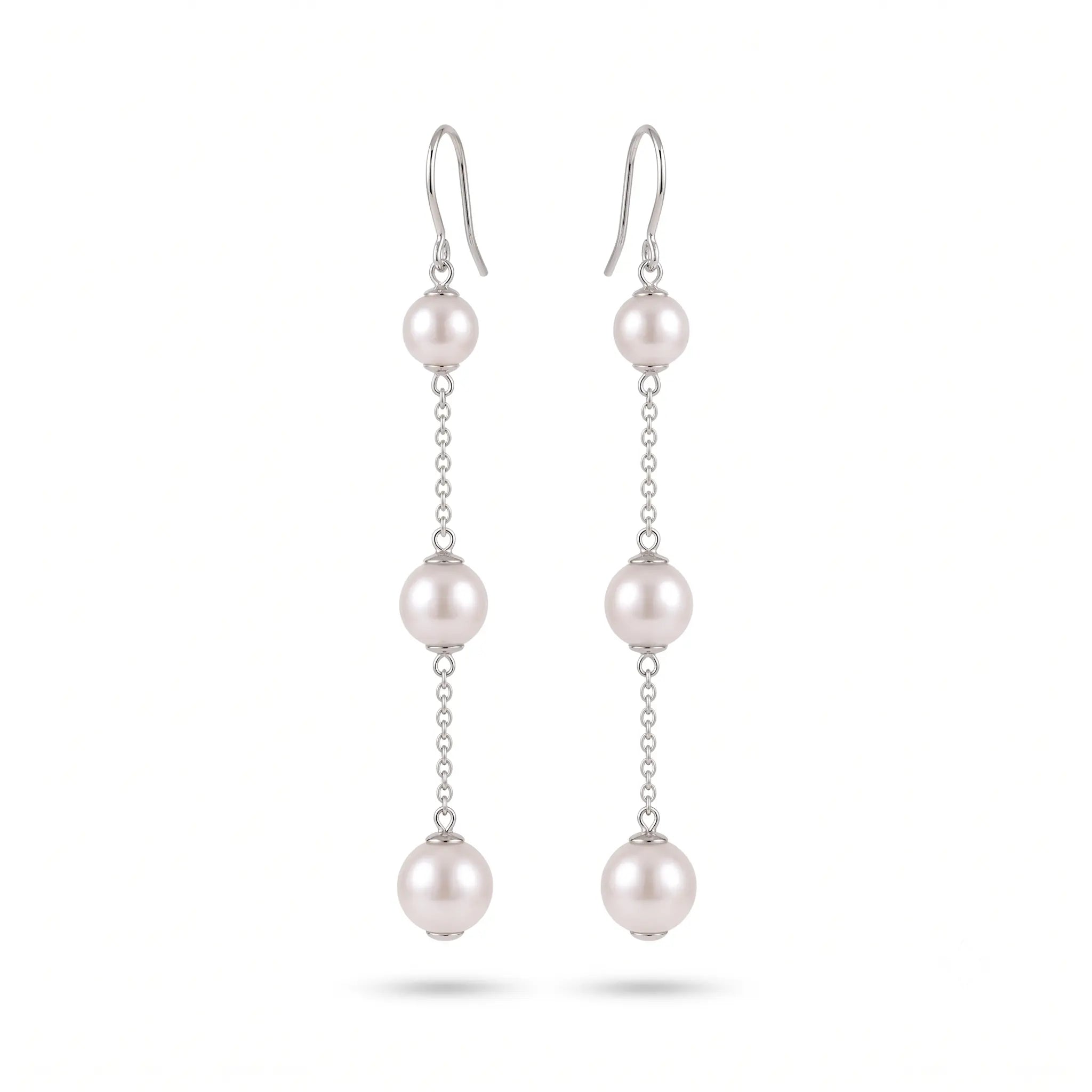 5-5.5mm Japanese Akoya Pearl Drop Threader Wedding Earrings for Bride