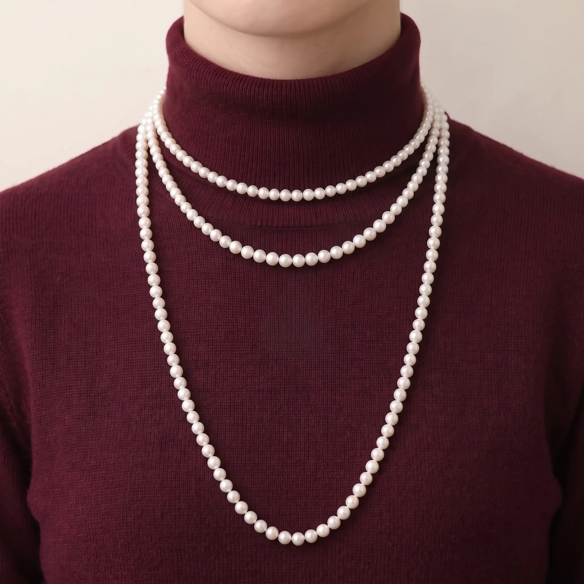 5-5.5mm Natural Freshwater Pearl Long Necklace with 925 Sterling Silver Clasp