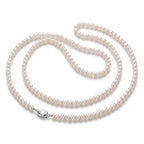 5-5.5mm Natural Freshwater Pearl Long Necklace with 925 Sterling Silver Clasp
