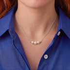 5-5.5mm Triple Freshwater Pearl Pendant Necklace White Pearls Sterling Silver Jewelry