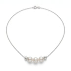5-5.5mm Triple Freshwater Pearl Pendant Necklace White Pearls Sterling Silver Jewelry
