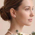 7-7.5mm Pearl Necklace and Stud Earrings Set Wedding Earrings for Bride