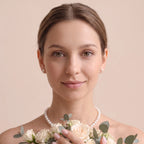7-7.5mm Pearl Necklace and Stud Earrings Set Wedding Earrings for Bride