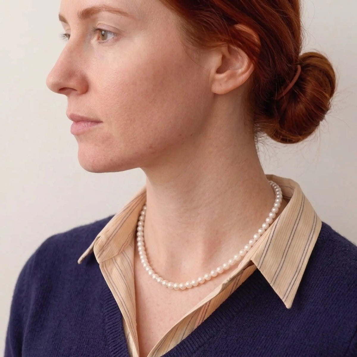7-9.5mm Graduated White Freshwater Pearl Strand Necklace for Women