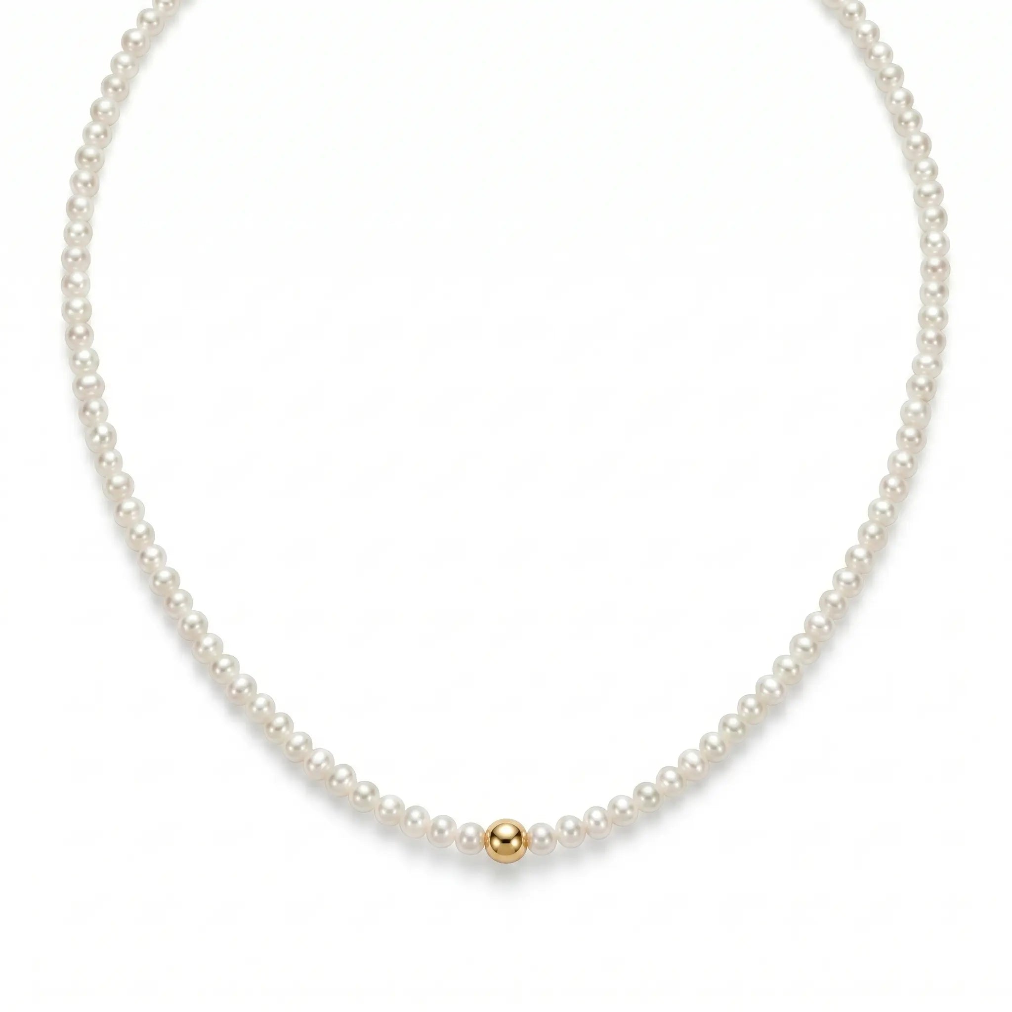 Genuine 3-3.5mm Pearl Choker in 18K Solid Gold, Luxury Fine Jewelry Gift