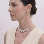 Wide Baroque Pearl Choker in 925 Sterling Silver - Neck Coverage Necklace for Scars & Lines