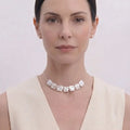 Wide Baroque Pearl Choker in 925 Sterling Silver - Neck Coverage Necklace for Scars & Lines