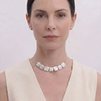 Wide Baroque Pearl Choker in 925 Sterling Silver - Neck Coverage Necklace for Scars & Lines