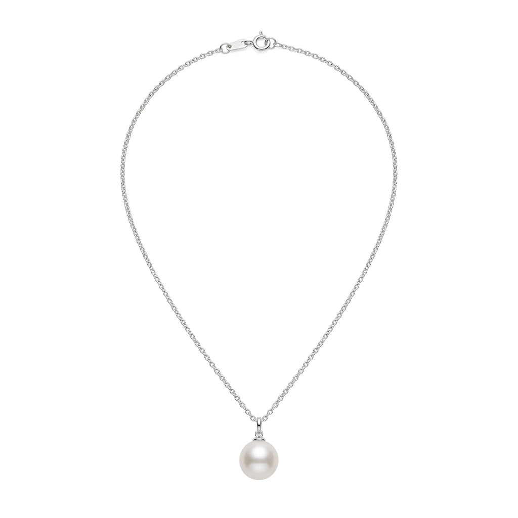 9-9.5mm White Edison Pearl Pendant Necklace Single Round Freshwater Pearl
