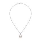 9-9.5mm White Edison Pearl Pendant Necklace Single Round Freshwater Pearl