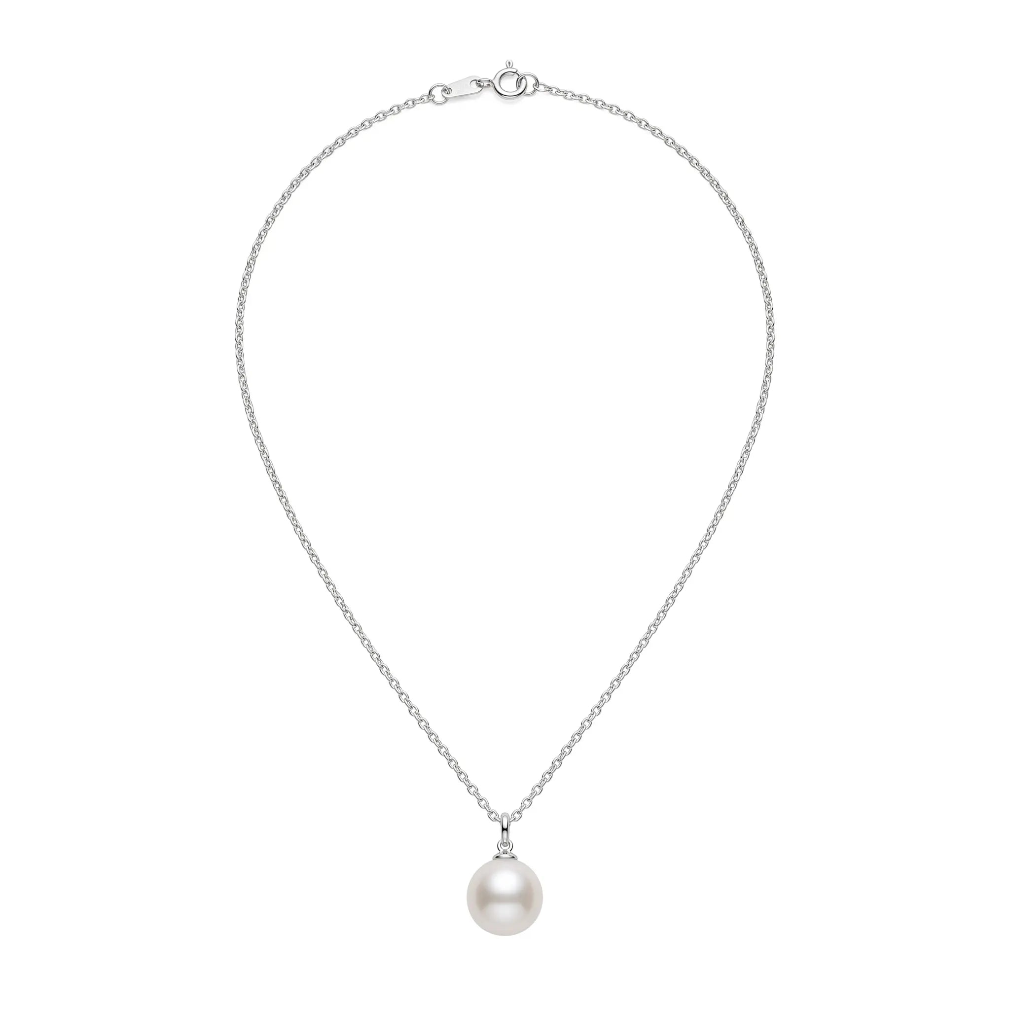 9-9.5mm White Edison Pearl Pendant Necklace Single Round Freshwater Pearl