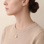 9-9.5mm White Edison Pearl Pendant Necklace Single Round Freshwater Pearl