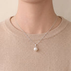 9-9.5mm White Edison Pearl Pendant Necklace Single Round Freshwater Pearl