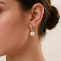 925 Sterling Silver Rhodium Plated Akoya Pearl Hoop Earrings (Hypoallergenic)
