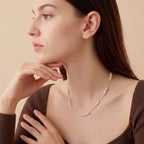 925 Sterling Silver Tiny Baby Pearl Necklace, 18K White Gold Plated Dainty Station Choker