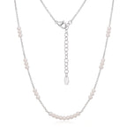 925 Sterling Silver Tiny Baby Pearl Necklace, 18K White Gold Plated Dainty Station Choker