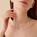 925 Sterling Silver Tiny Baby Pearl Necklace, 18K White Gold Plated Dainty Station Choker