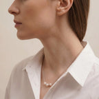 925 Sterling Silver 3-Pearl Station Choker Necklace for Women