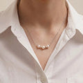 925 Sterling Silver 3-Pearl Station Choker Necklace for Women