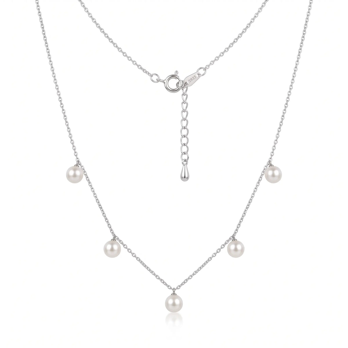 5–5.5mm Freshwater Pearl 925 Sterling Silver Station Necklace for Women