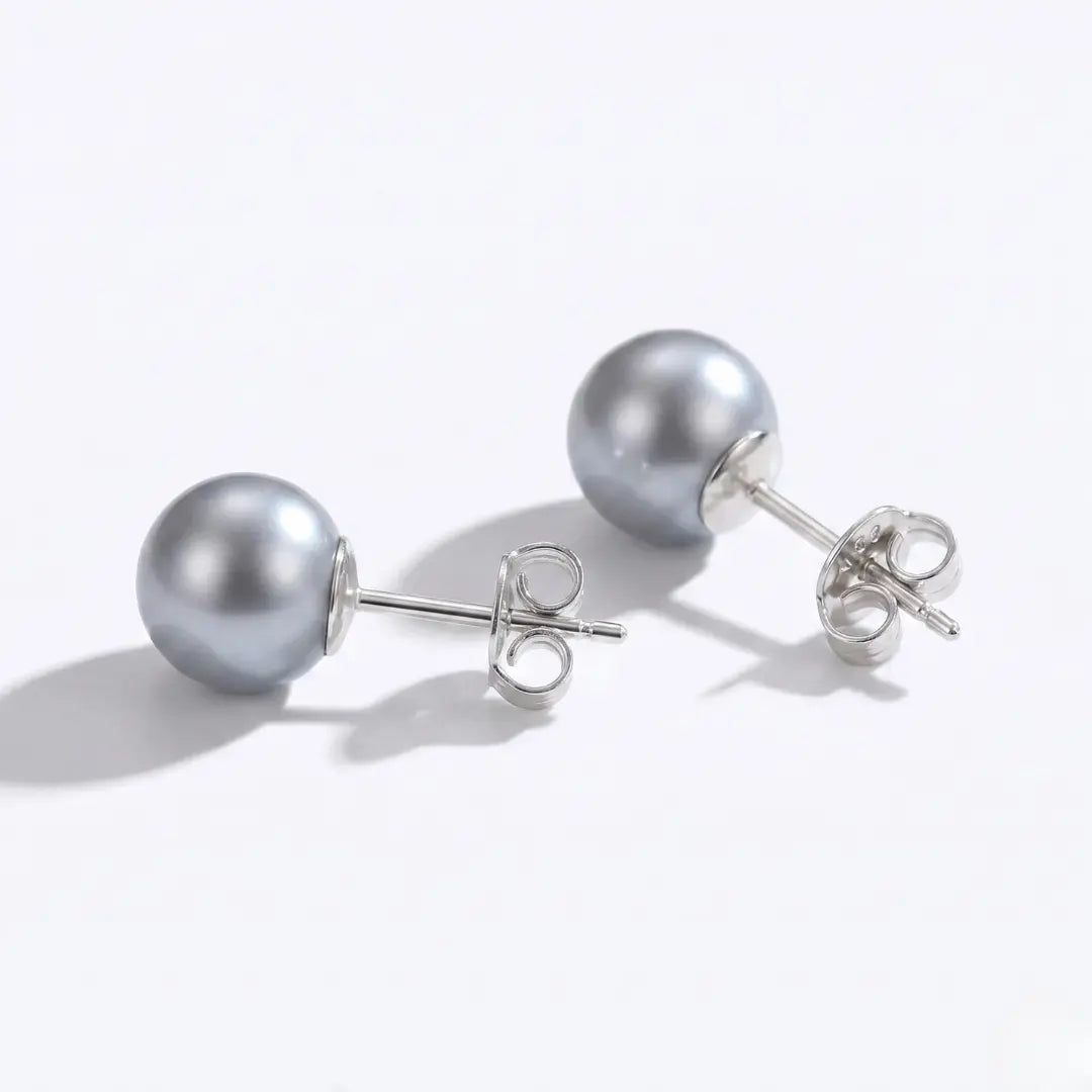 7-7.5mm Stunning Silver-Gray Pearl Stud Earrings