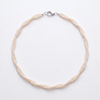 925 Sterling Silver 2.5-3mm Freshwater Pearl Twisted Double Strand Choker Necklace